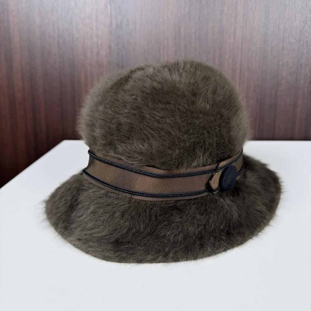 Kangol Made in United Kingdom Furry Bucket Hat - Green - Angora - Women's XS ?